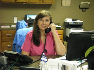 Tina at front desk